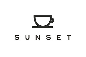 Minimal Sunset Cafe Logo