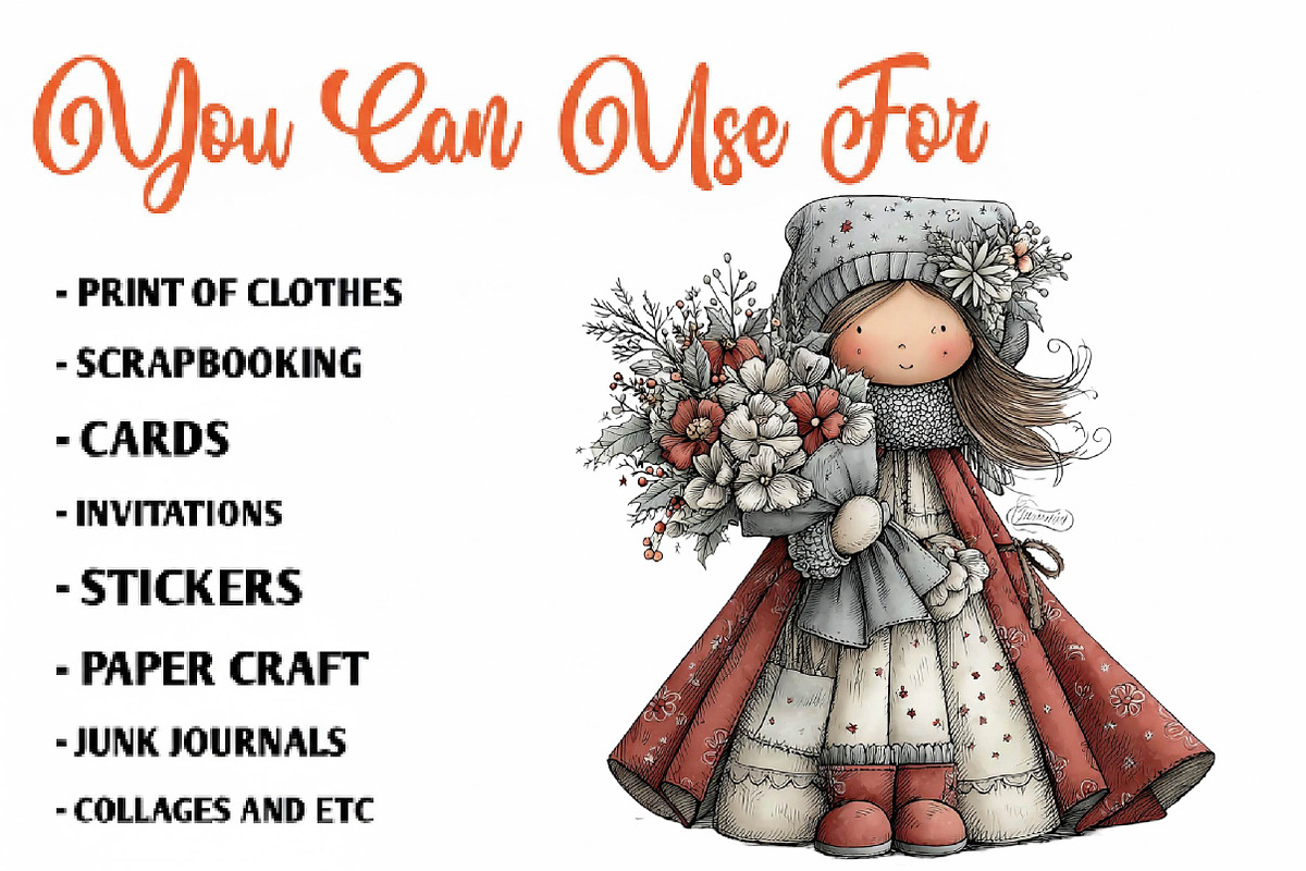 Vintage Christmas Woman PNG Clipart, a Seasonal Illustration by CreationArt (Photo 5 of 7)