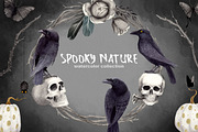 Halloween Clipart Set Spooky Nature, an Illustration by Watercolor Nomads (Thumbnail 1 of 2)