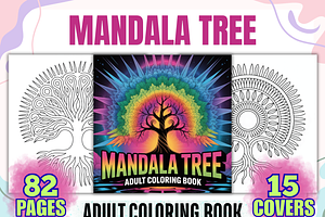 Mandala Tree Coloring Book Pages, a Decorative Illustration by Ink Gallery