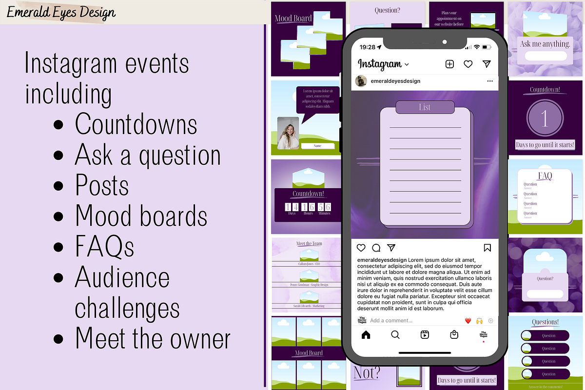 455 Canva Purple Instagram Template, a Social Media Template by Emerald Eyes Design (Photo 4 of 11)