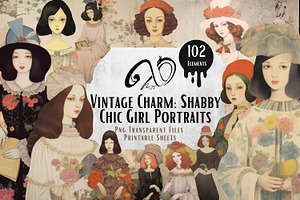 Vintage Charm Shabby Girl Portraits