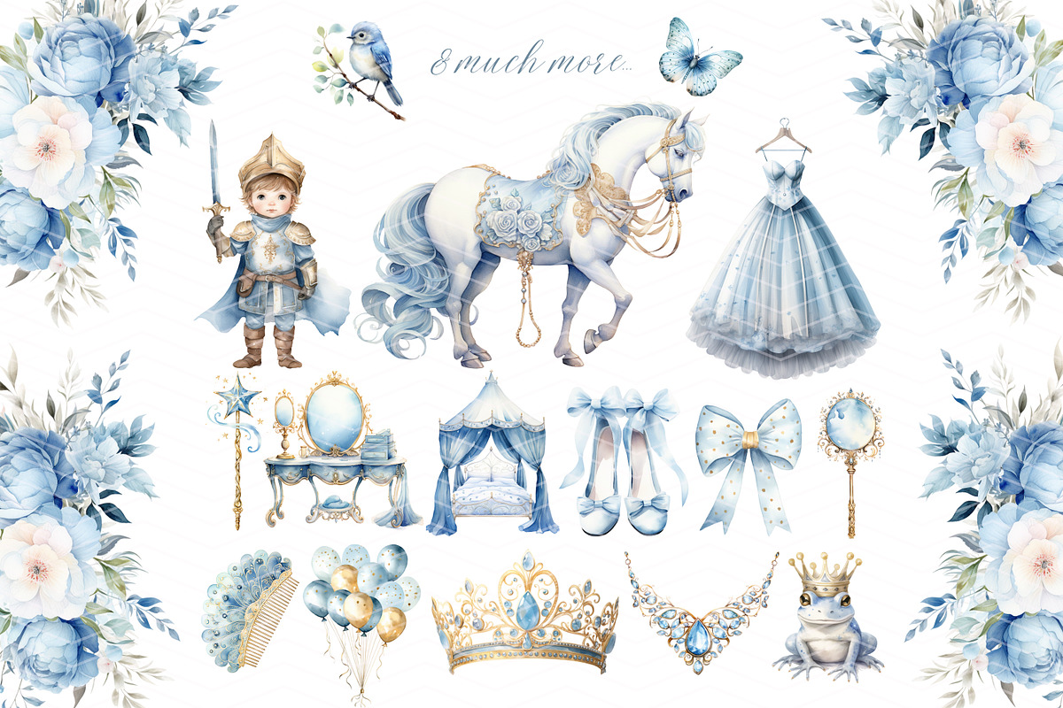 Blue Princess Clipart Set, a Person Illustration by ClipArtCharm (Photo 4 of 6)
