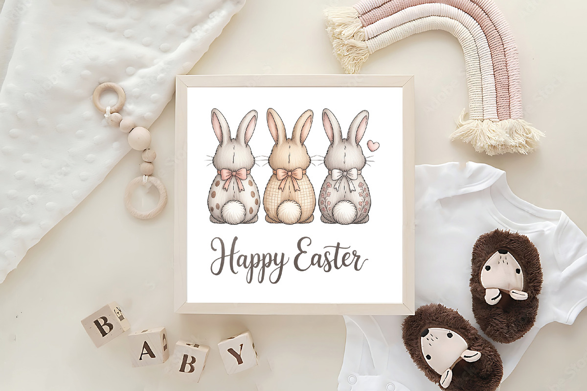 Happy Easter Easter Bunny Trio PNG, an Illustration by CraftArtStudio (Photo 4 of 4)