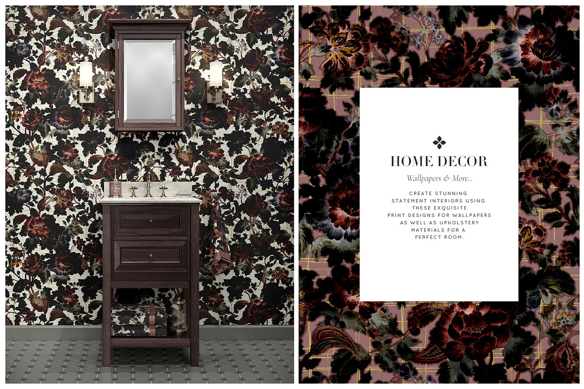 Velvet Noir Floral prints & elements, a Pattern Graphic by Pink Linen (Photo 12 of 14)