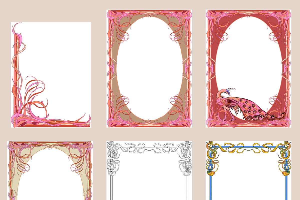 Art Nouveau elements, frames Png, a Decorative Illustration by Anada Arty (Photo 2 of 13)