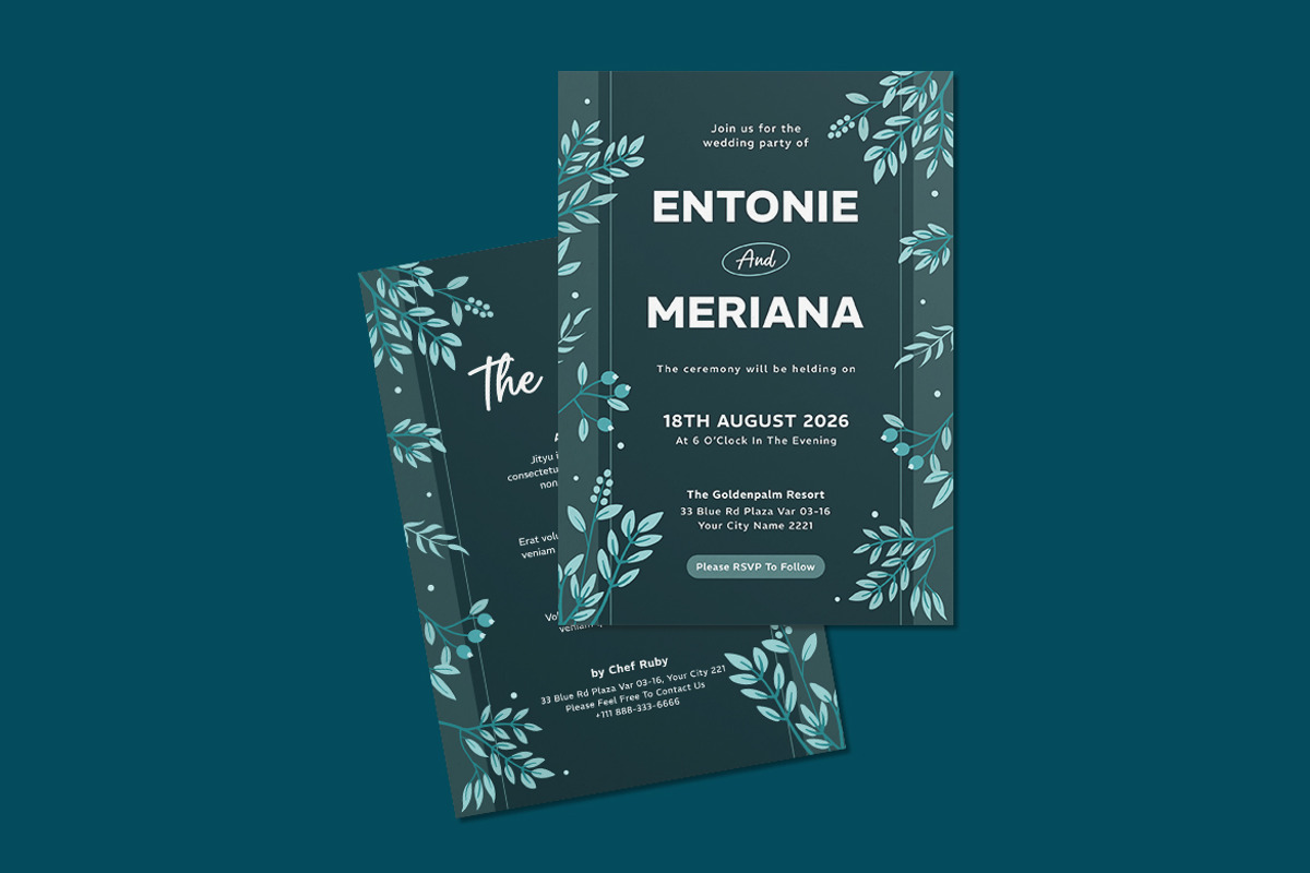 Elegance Wedding Invitation Template, an Invitation Template by iDoodle Studio (Photo 4 of 4)