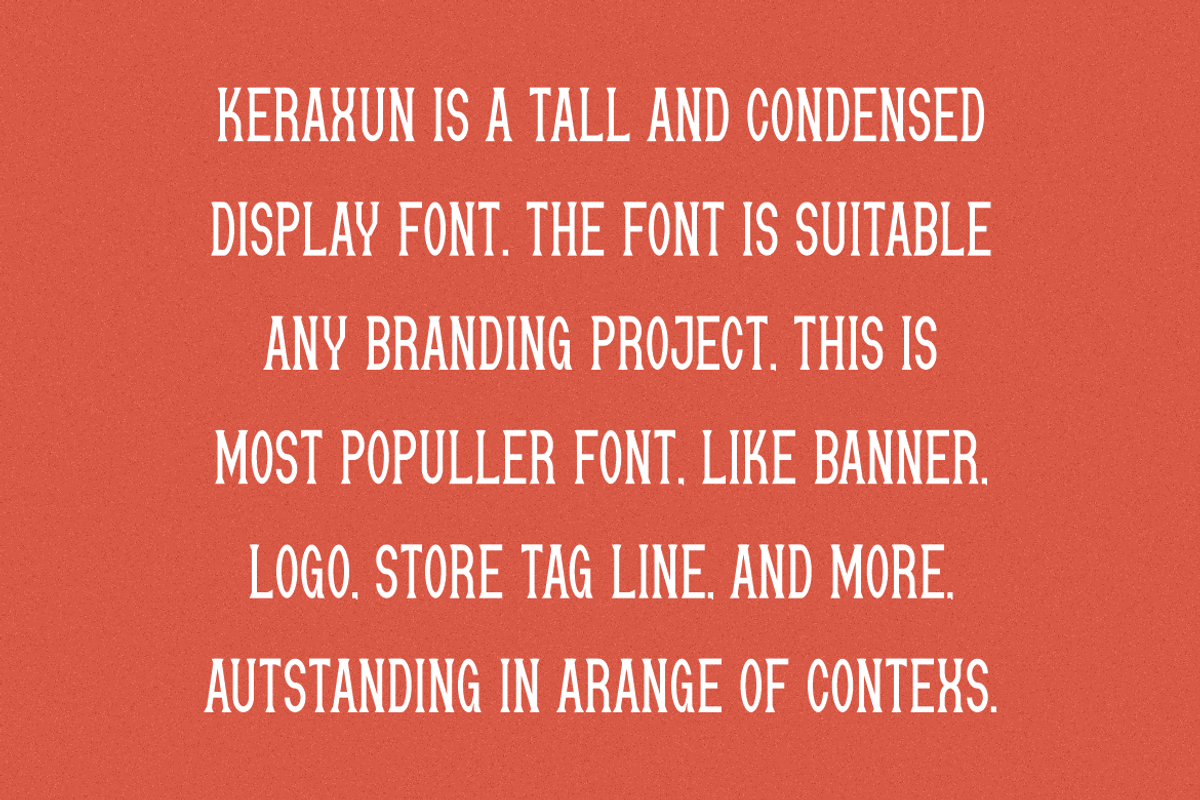 Keraxun - Condensed Font, a Serif Font by QR Design Studio (Photo 6 of 6)