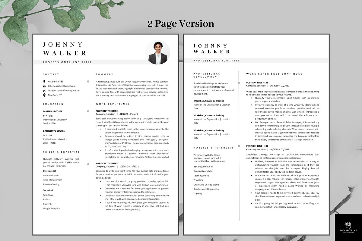 Resume/CV classic photo template, a Resume Template by The Career Lab (Photo 4 of 10)