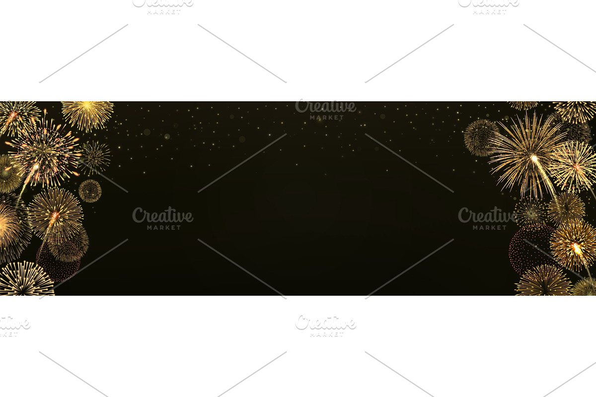 Golden fireworks background, an Illustration by Yayasya