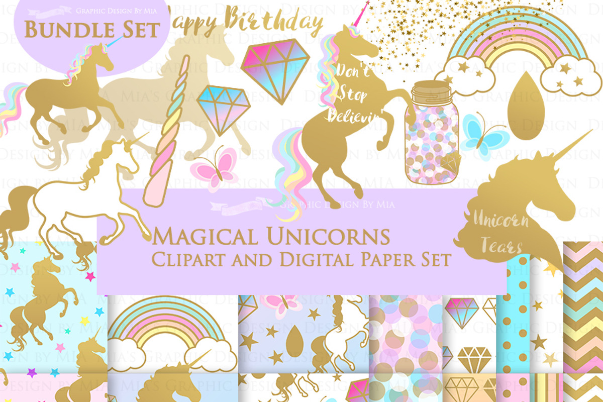 Magical Unicorns, Einhorn, Flat Gold, an Illustration by Mia's Graphic Design (Photo 1 of 9)