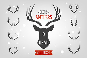 Deer's Head And Antlers Set.