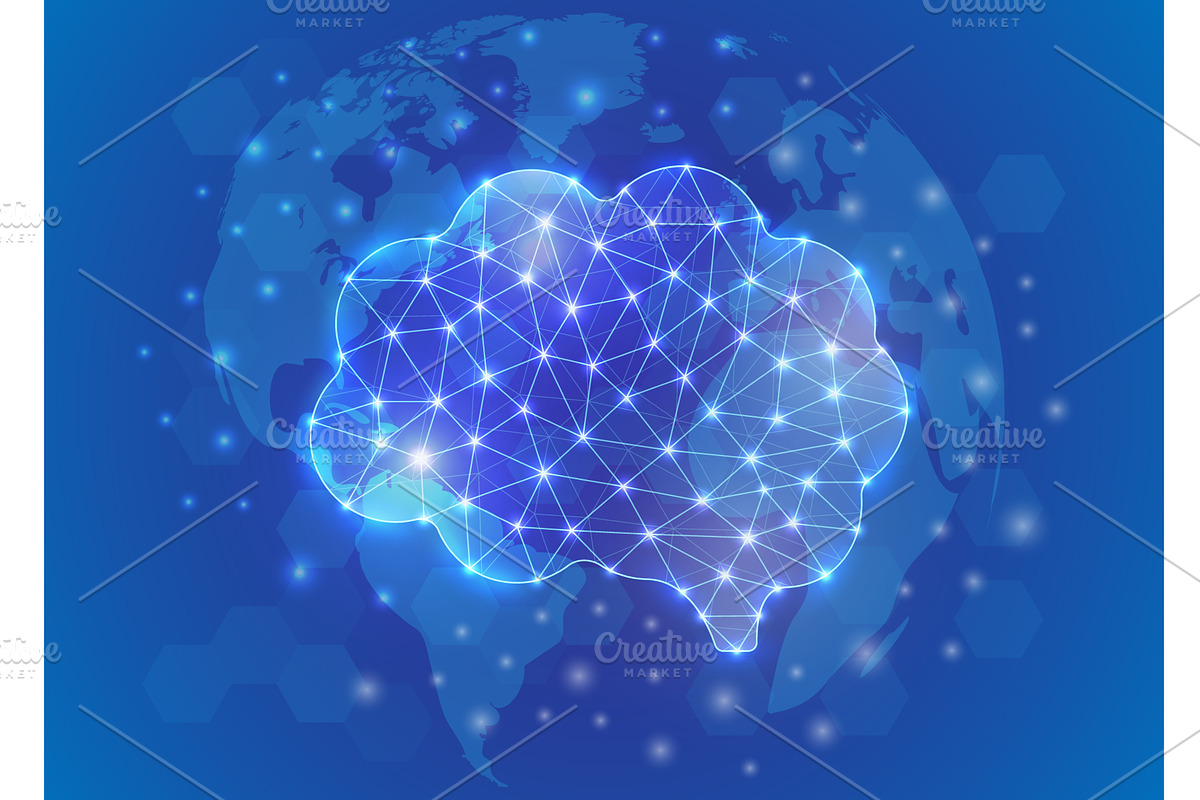 Human brain low poly symbol with, an Education Illustration by GraphiShop