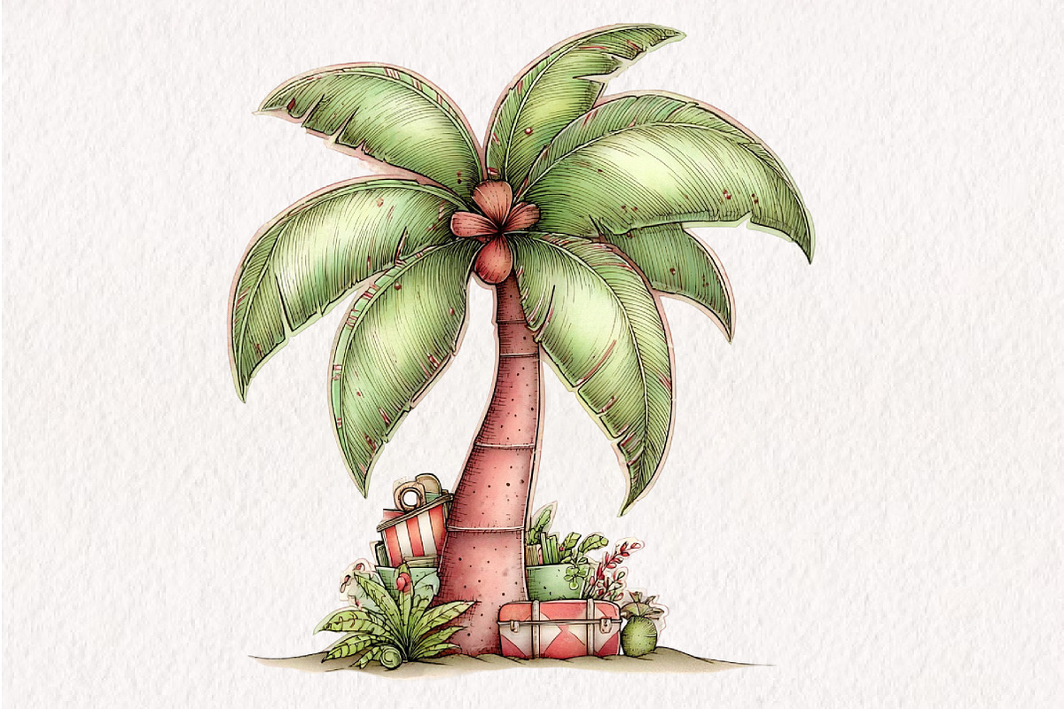 Whimsical Summer Palm Tree Clipart, an Illustration by CreationArt (Photo 8 of 10)