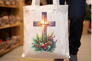 Christmas Cross Watercolor Clipart, a Seasonal Illustration by Rose Art (Thumbnail 4 of 4)