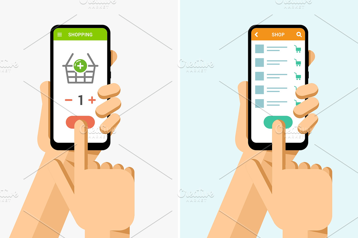 Phone in Hand Mockup Set 4, an Object Graphic by karetniy (Photo 3 of 6)