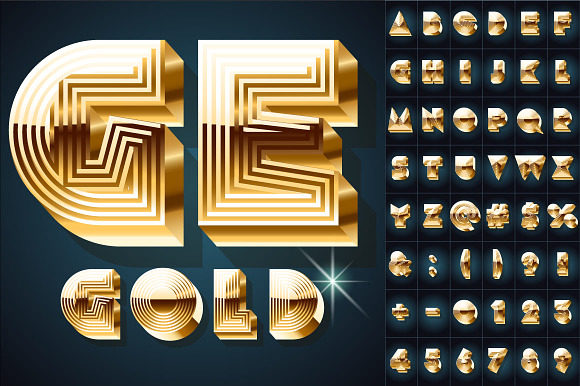 Extra Beveled Golden Font Collection