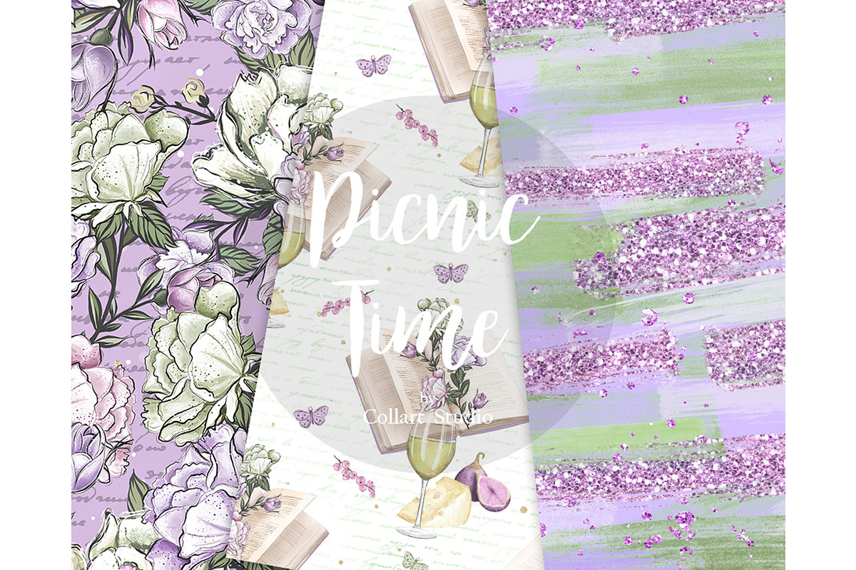 Picnic digital paper, camping papers, a Pattern Graphic by Collart Studio (Photo 2 of 6)