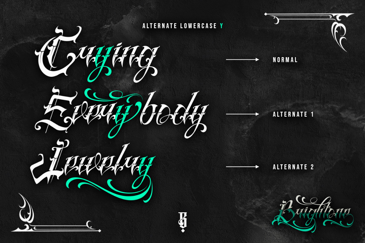 Brightone Vol. 2 - Tattoo Lettering, a Script Font by Brightone