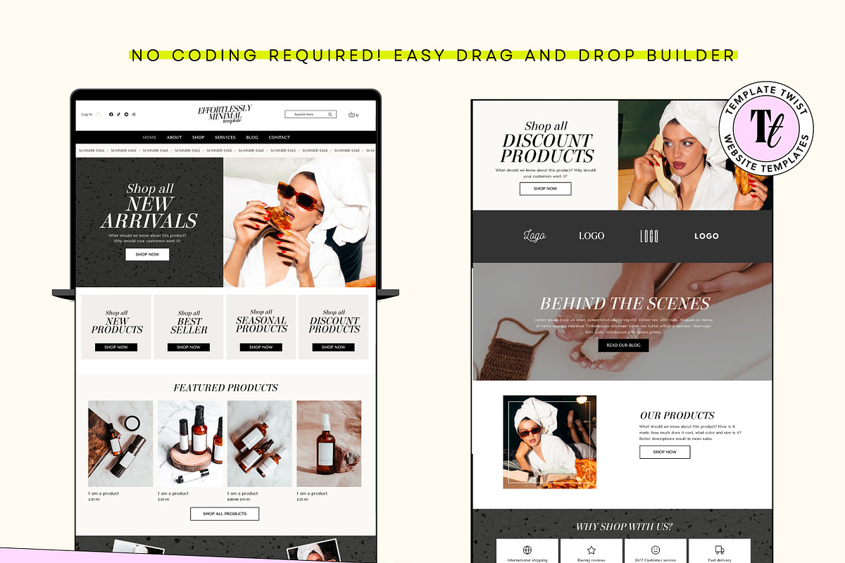 Minimal Ecommerce Website Template, a Wix Template by Template Twist Shop (Photo 7 of 10)