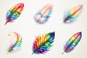 Rainbow Watercolor Feathers Clipart, an Illustration by RobertsArt (Thumbnail 5 of 7)