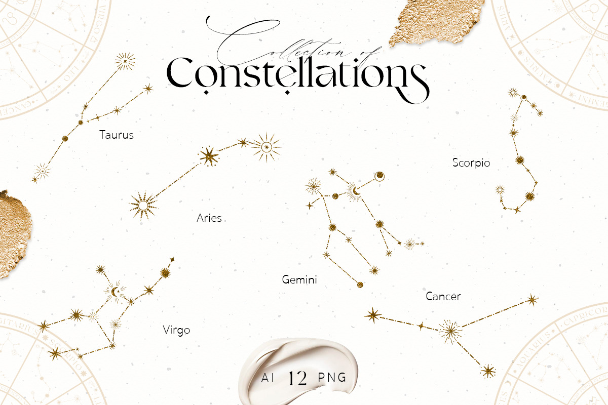 Zodiac Celestial Constellations Set, an Illustration by NassyArt (Photo 6 of 12)