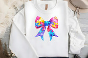 Watercolor Autism Awareness Bow PNG, an Illustration by DreamCafeArt (Thumbnail 8 of 9)