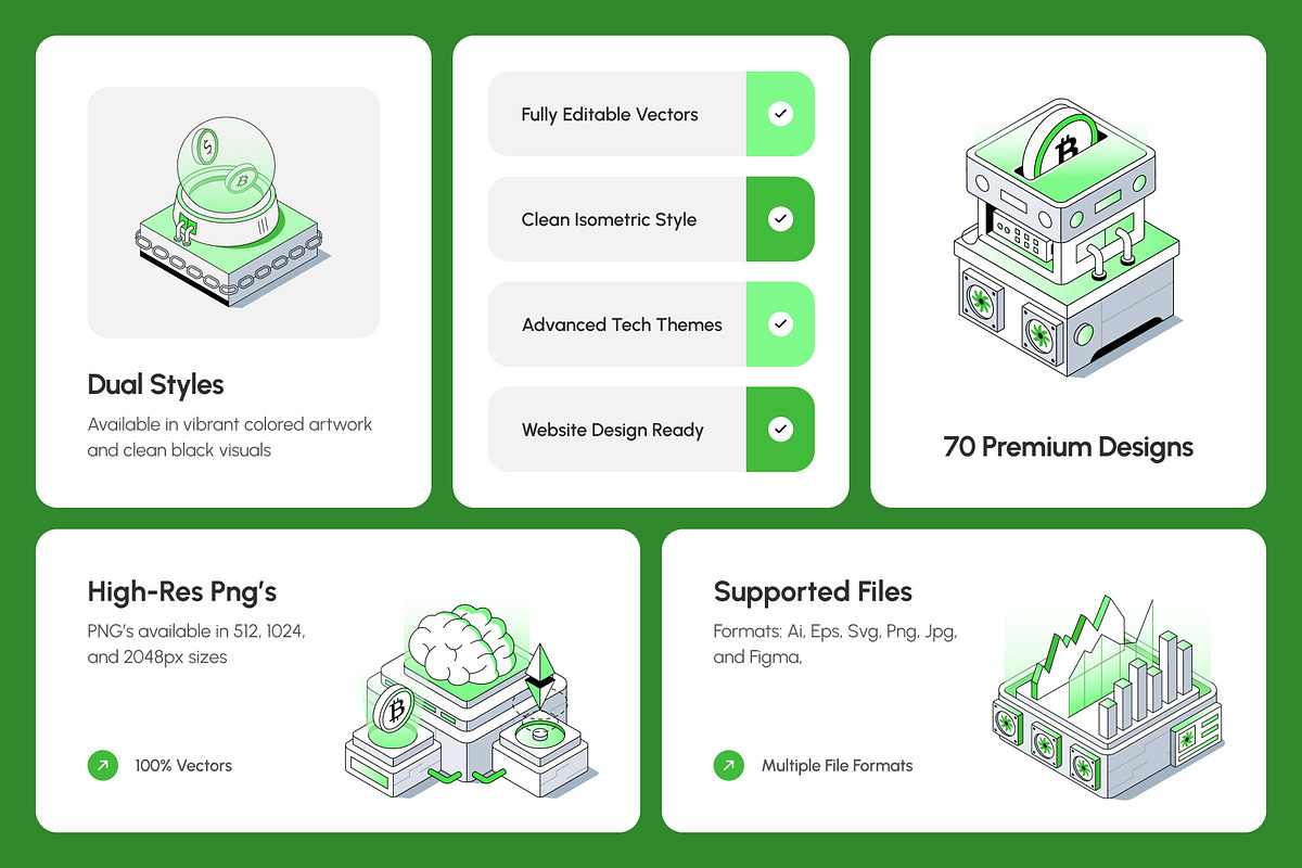 70 Fintech & Blockchain Isometric, a Technology Illustration by Brickclay (Photo 2 of 12)