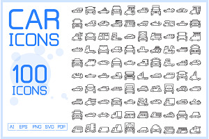 Car and Vehicle Line Icons Bundle