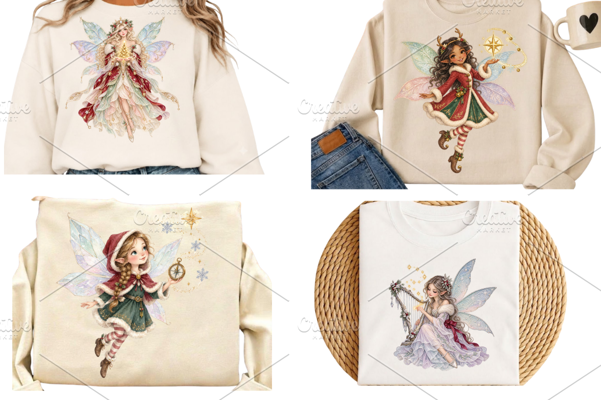 Magical Christmas Fairy Clipart PNG, a Seasonal Illustration by Ink Gallery (Photo 13 of 13)