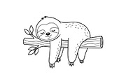 Cute Sloth Line Art Bundle, an Illustration by musafir_fashion (Thumbnail 33 of 51)