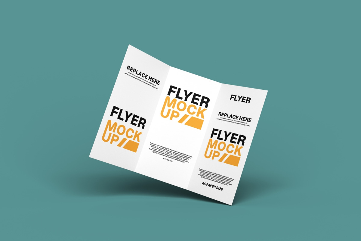 High Quality Trifold Brochure Mockup, an Advertising Mockup by LOGTURNAL (Photo 2 of 4)