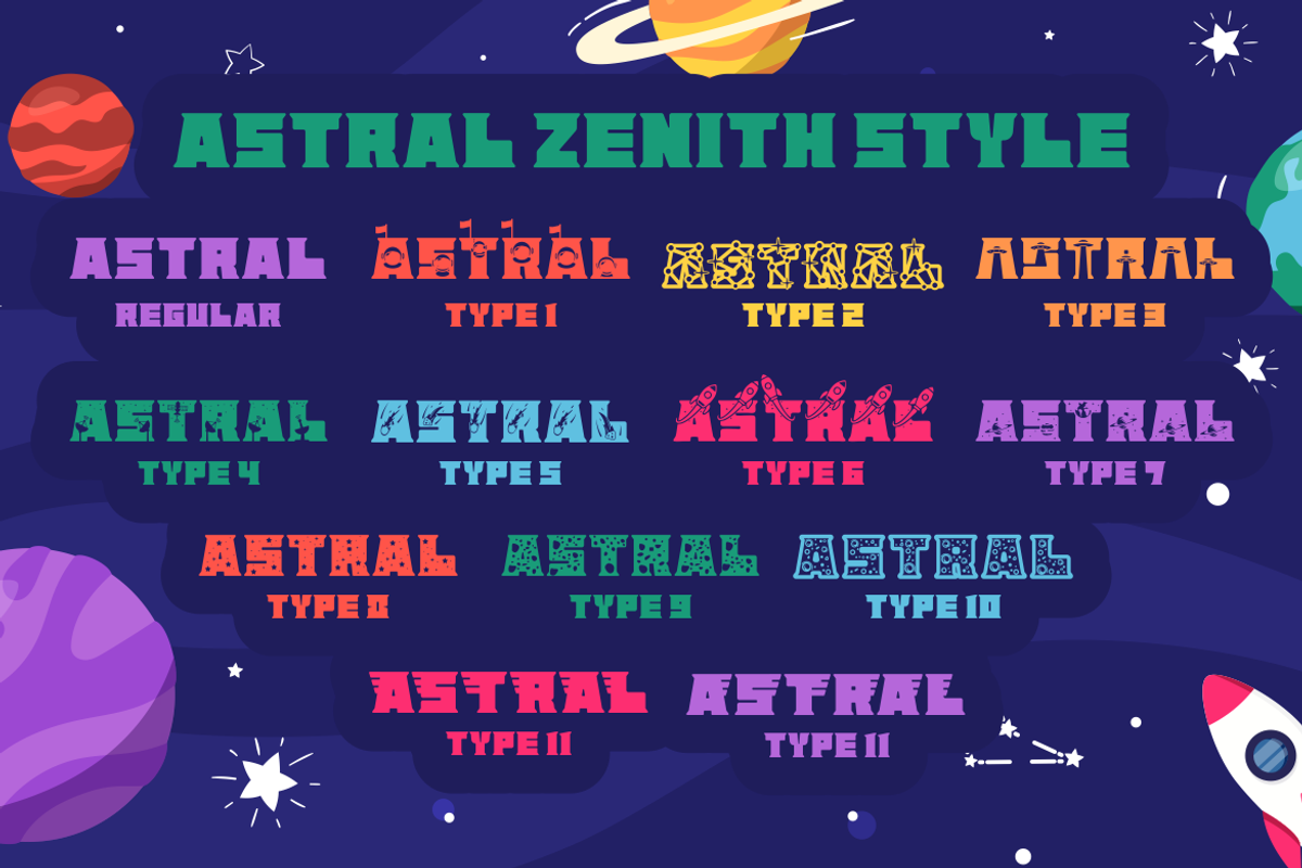 Astral Zenith - Star Space Font, a Font by PutraCetol Studio (Photo 5 of 11)