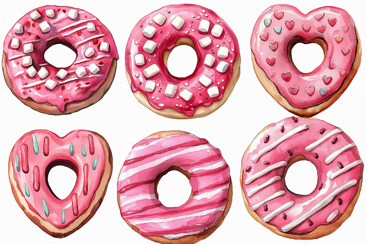 Watercolor Donut Clipart, an Illustration by Libby Wishes (Photo 4 of 7)