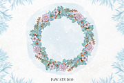 Christmas Wreath Clipart Winter Card, a Decorative Illustration by PawGraphic (Thumbnail 5 of 11)