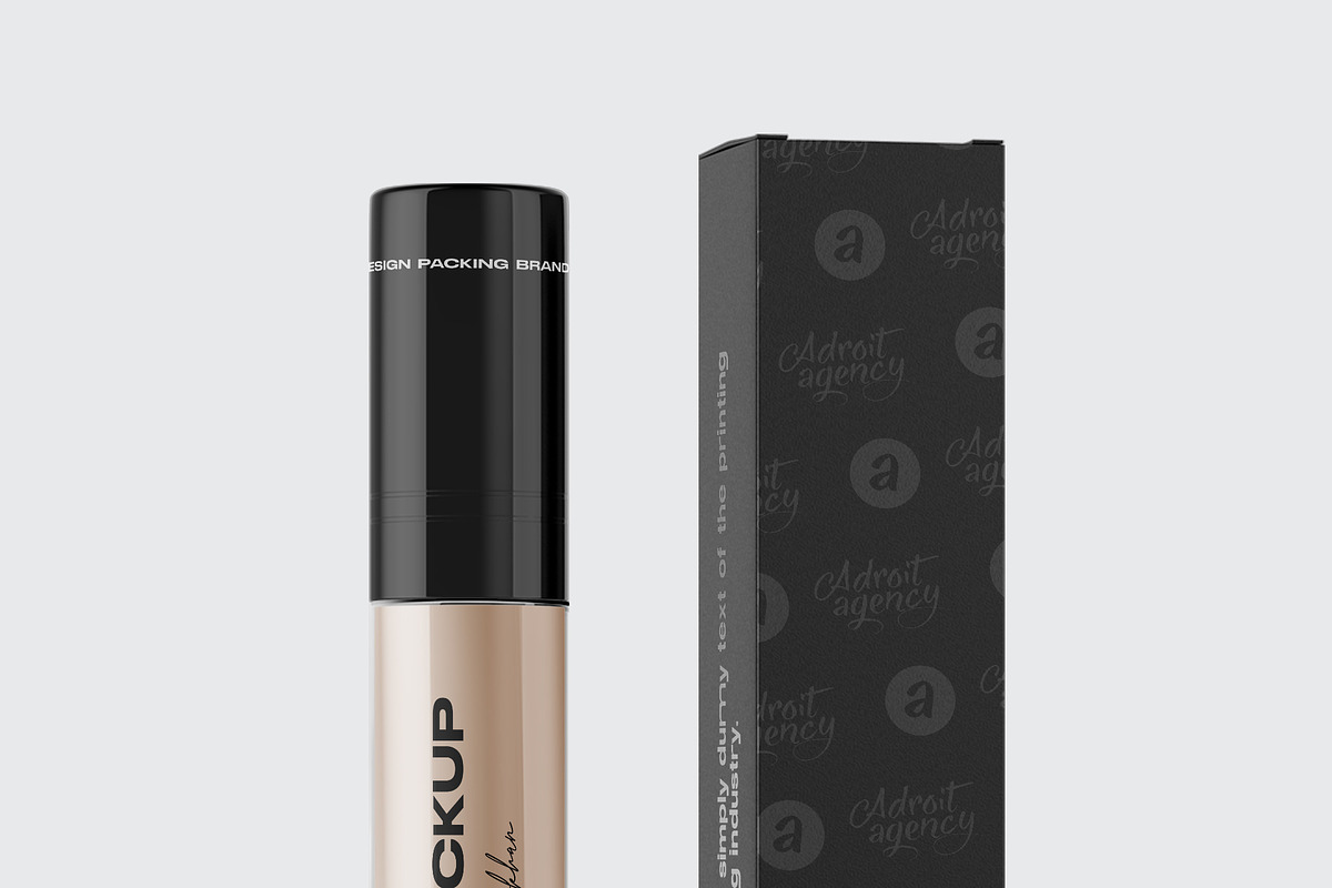 Lipstick Tube with Box Mockup, a Packaging Mockup by _Adroit_ (Photo 3 of 5)