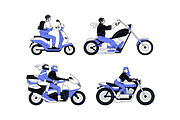 Bikers on motorcycles set, pattern, a Transportation Illustration by PaperTrident (Thumbnail 3 of 8)