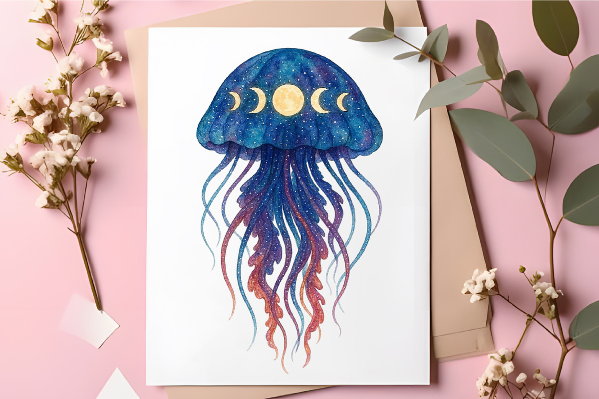Watercolor Moonlit Ocean PNG Clipart, an Animal Illustration by RobertsArt (Photo 5 of 5)