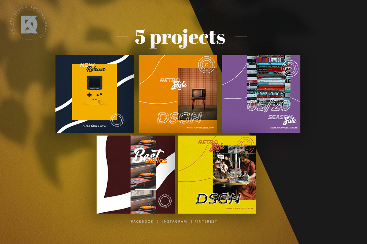 Retro / Vintage Social Media Pack, a Social Media Template by Kahuna Design (Photo 5 of 6)