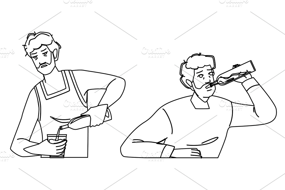 addiction man alcohol vector, a Person Illustration by pikepicture