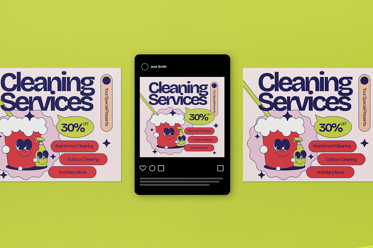 Retro Cartoon Cleaning Service Flyer, a Flyer Template by graphicook (Photo 3 of 4)
