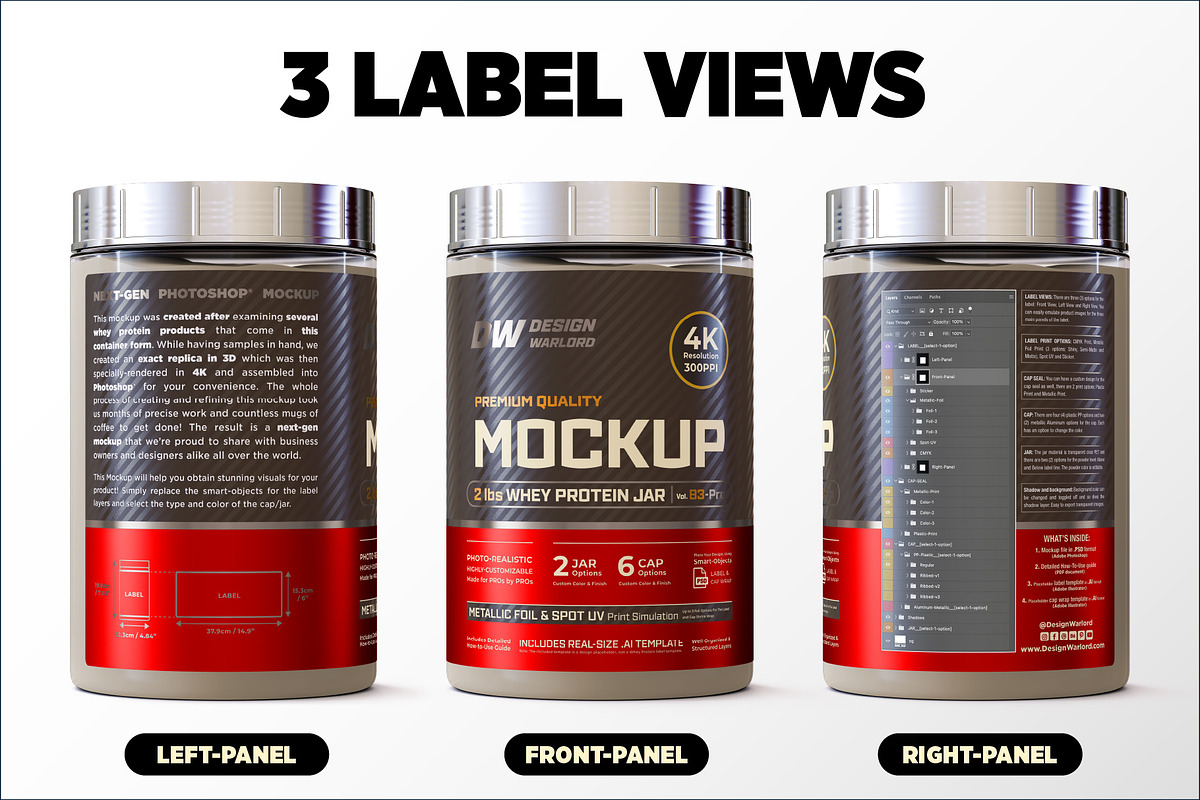 2lb Whey Protein Jar Mockup B3-Pro, a Packaging Mockup by Design Warlord (Photo 6 of 16)