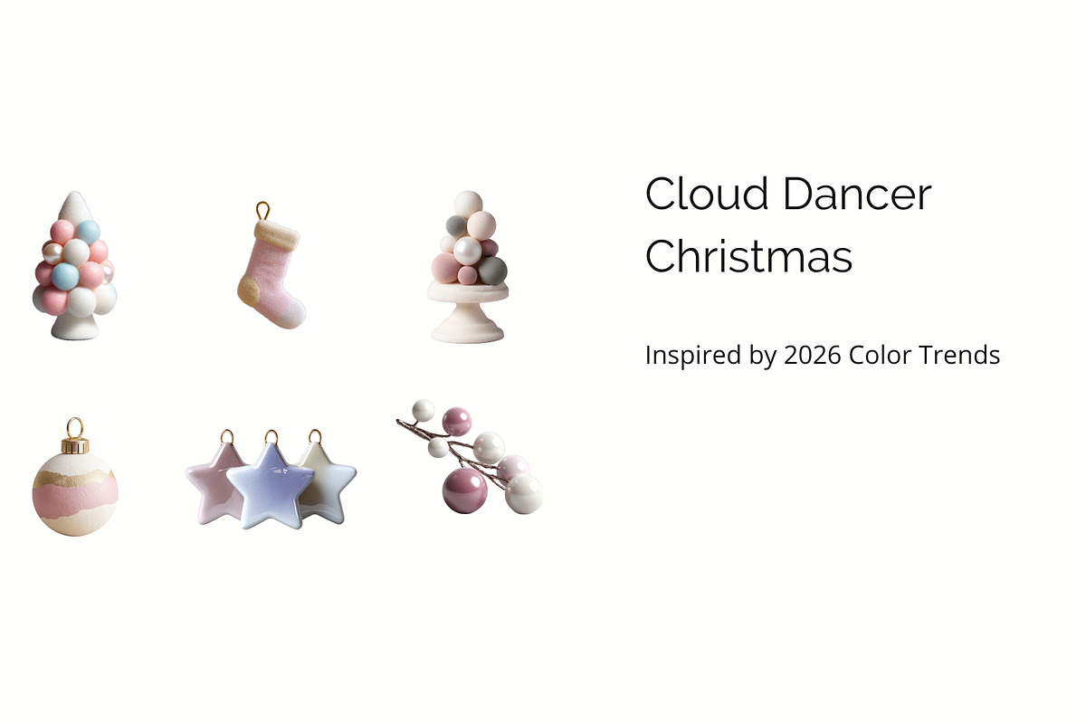 Cloud Dancer Christmas Ornaments PNG, an Object Graphic by Vika_Softlife (Photo 2 of 5)