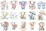 Mother's Day Elephant Clipart, an Illustration by Watercolor design (Thumbnail 2 of 12)