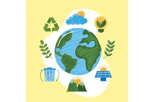 World with sustainable icons, an Object Illustration by studiogstock