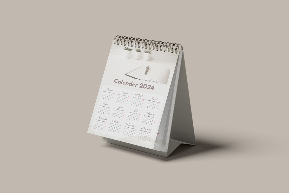 Desk Calendar Mockup, a Product Mockup by NyakBiett (Photo 3 of 6)