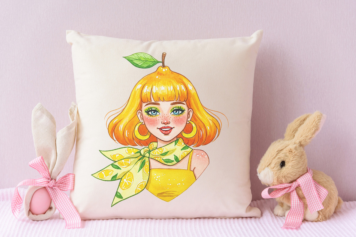 Summer Lemon Woman Clipart, an Illustration by RobertsArt (Photo 6 of 7)