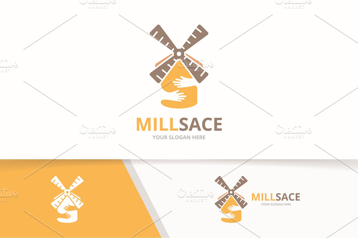 Vector mill and hands logo, a Branding & Logo Template by GraphiShop