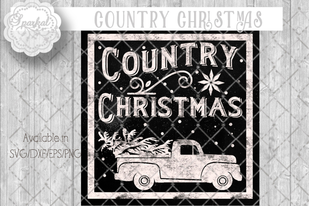 Vintage Country Christmas Cut Design, an Illustration by SparkalDesigns (Photo 4 of 4)