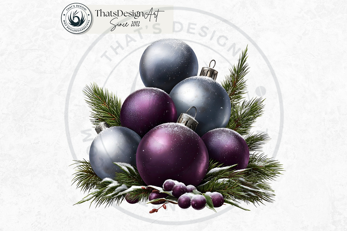 Christmas Baubbles Cliparts, a Seasonal Illustration by ThatsDesignArt (Photo 13 of 16)
